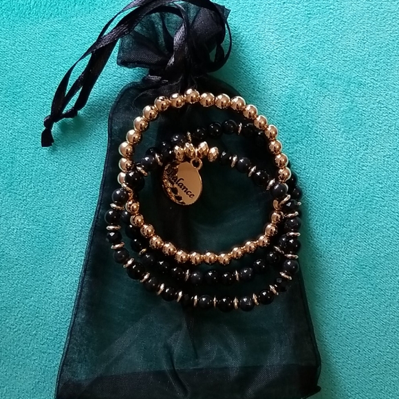 ONYX Semiprecious Beads Stretch Bracelets - Picture 3 of 6